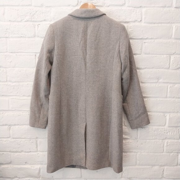 Lauren Ralph Lauren Coat Womens 6 M Gray Herringbone Tweed Wool Blend Jacket - Picture 2 of 12